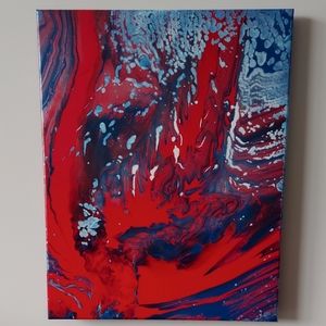 4th of July Collection 2022 "B" Original Paint Pour Painting